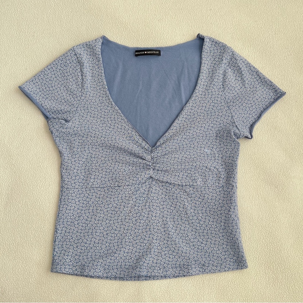 Brandy Melville Blue Floral Gina Top